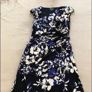 Lauren stretchy blue, periwinkle & off-white dress